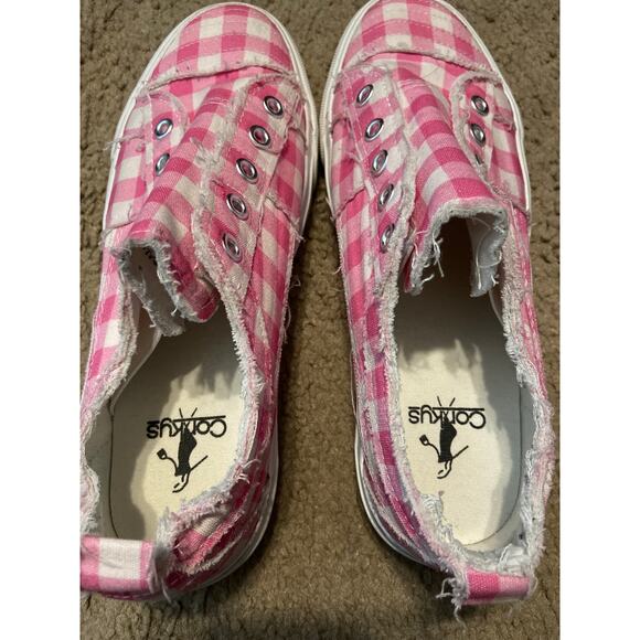 Women's Corkys pink plaid gingham slip on shoes size 6 - Picture 6 of 6